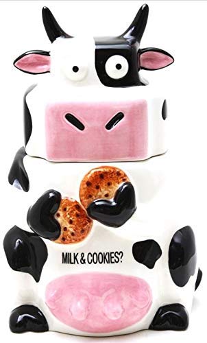 Ceramic Cow Cookie Jar Black / White