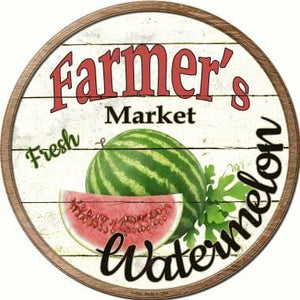 Farmers Market Watermelon Novelty Metal Circular Sign C-624
