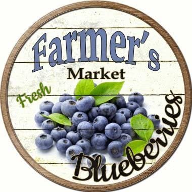 Farmers Market Blueberries Novelty Metal Circular Sign C-627