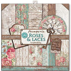 Pack 10 sheets double face 12"x12" -Roses & Lace