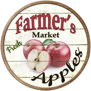 Farmers Market Apples  Novelty Metal Circular Sign C-604