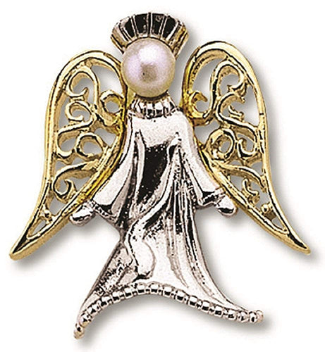 Guardian Angel Silver With Gold Wings Lapel Pin