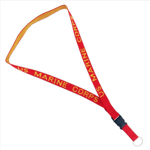 MARINE CORPS KEY LANYARD - RED WITH U.S. MARINE CORP IN GOLD LETTERS