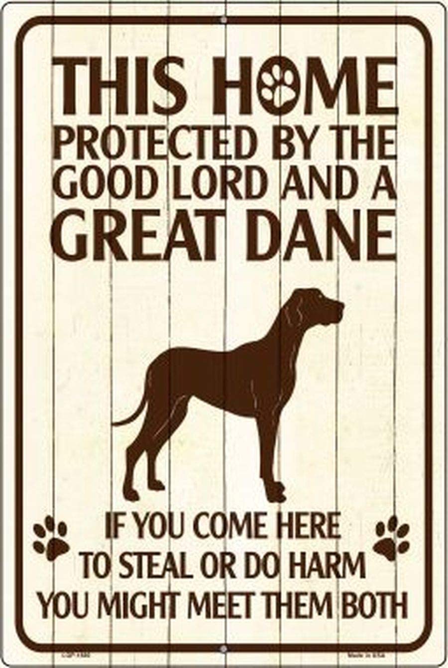 This Home Protected By A Great Dane Parking Sign Metal Novelty