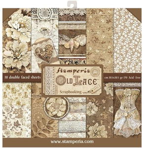 Pack 10 sheets double face 12"x12" -Old Lace