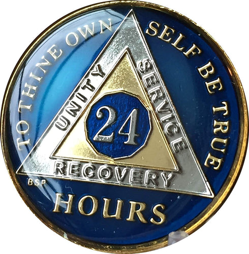 24 Hours AA Alcoholics Anonymous Medallion Chip