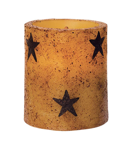 Star Flameless Rustic LED Unscented Pillar Candle