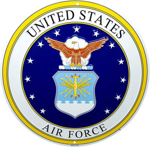 U.S. Air Force Emblem 12" Round Metal Sign