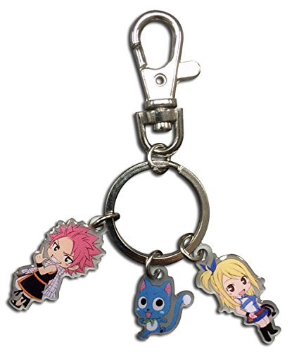 Fairy Tail Natsu, Happy, and Lucy Metal Key Chain