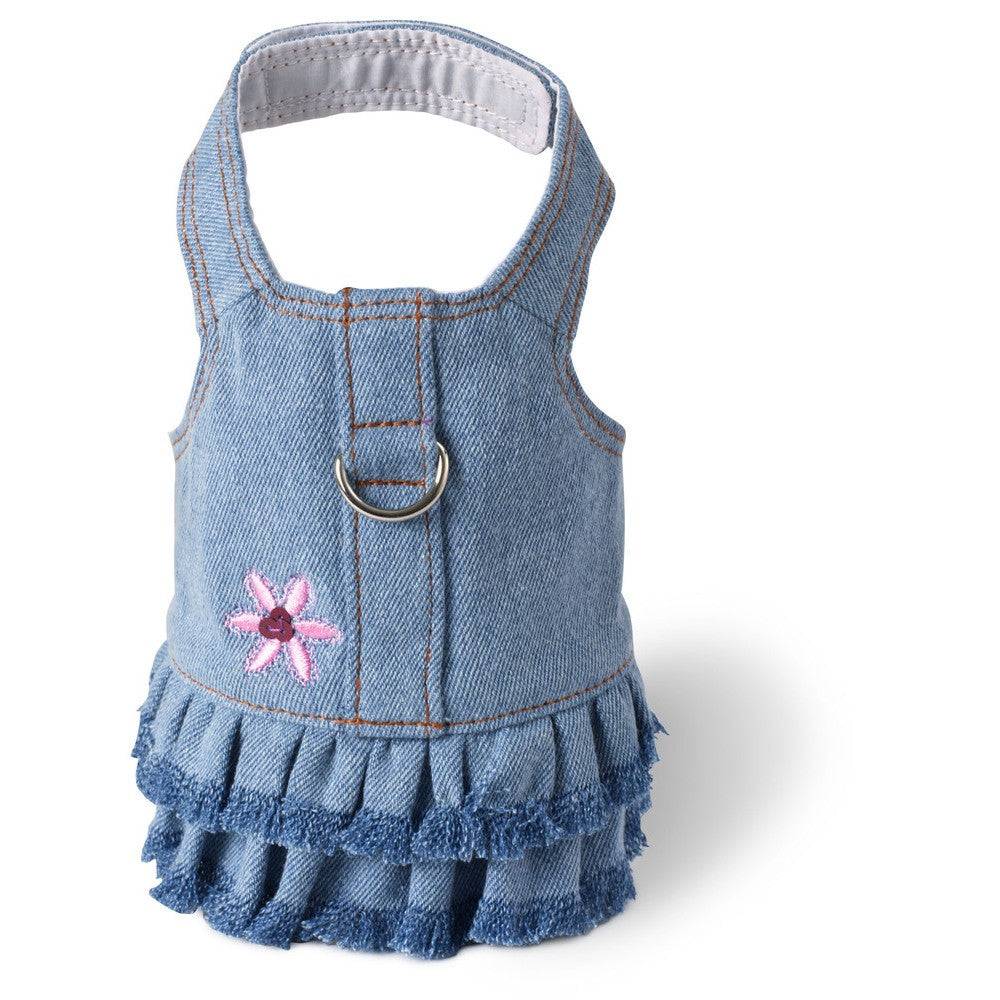 Small  Harness Dress Blue Jean Fringe