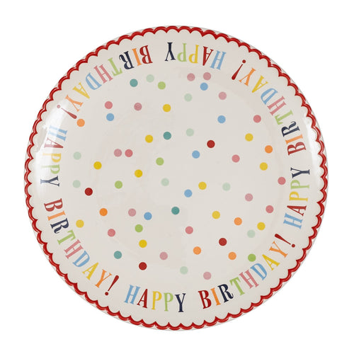 Happy Birthday Stoneware Cake Plate