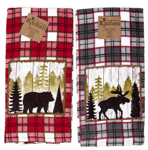 Cabin Moose Bear Mountain Life - Kitchen Terry Towels 2pc
